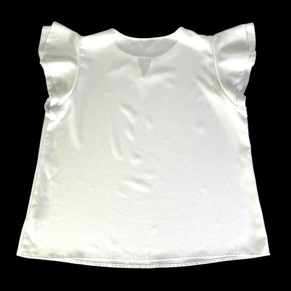 Shein Curve Womens White Top Pullover Short Ruffle Sleeve Blouse Plus Size 2XL - Picture 8 of 10